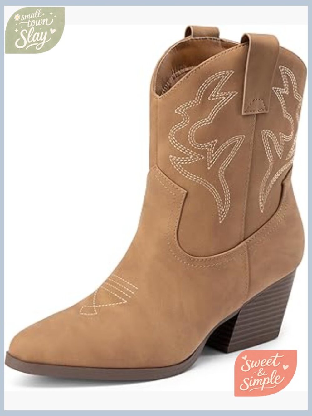 Women's Embroidered Short Western Boots Pointed Toe Chunky Heel Ankle Booties